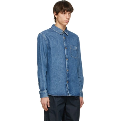 Shop Apc Blue Denim Victor Over Shirt In Iab Ltblue