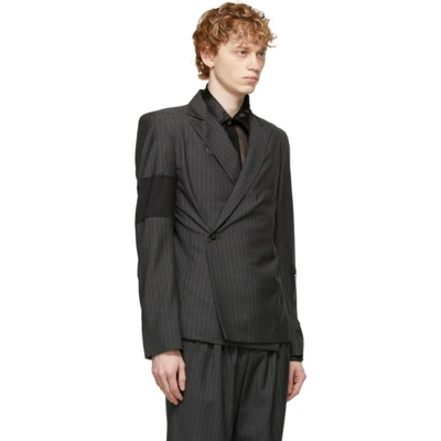 Shop Enfants Riches Deprimes Grey Wool Pinstripe Oedipus Blazer In Grey/white