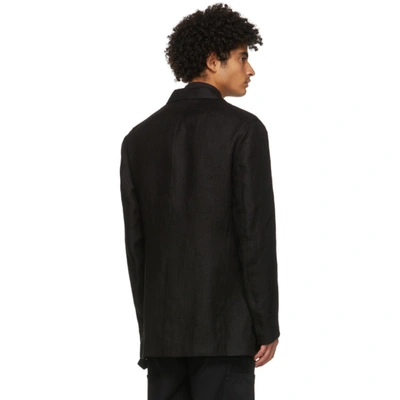 Shop Dunhill Black Linen Half Wrap Blazer In 001 Black