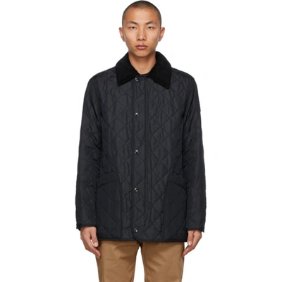 Shop Burberry Navy Quilted Cotswold Jacket