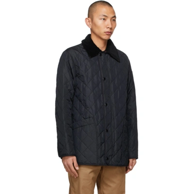 Shop Burberry Navy Quilted Cotswold Jacket