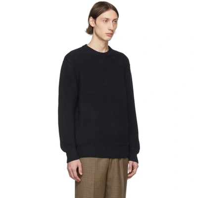 Shop Cobra Sc Navy Wool Zegna Baruffa Heavyweight Sweater