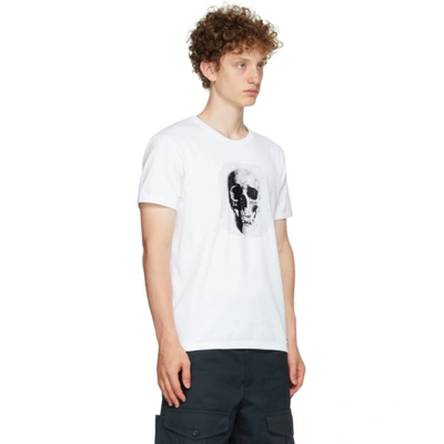Shop Alexander Mcqueen White Embroidered Skull T-shirt In 9000 White