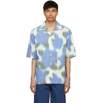 Shop Kenzo White & Blue Viscose Check Short Sleeve Shirt In 69 Cyan