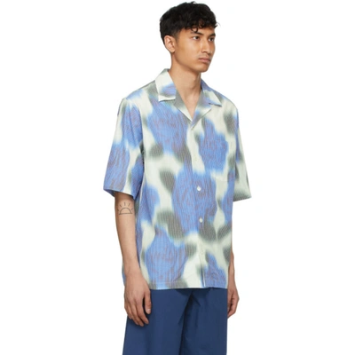 Shop Kenzo White & Blue Viscose Check Short Sleeve Shirt In 69 Cyan