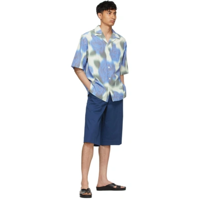 Shop Kenzo White & Blue Viscose Check Short Sleeve Shirt In 69 Cyan