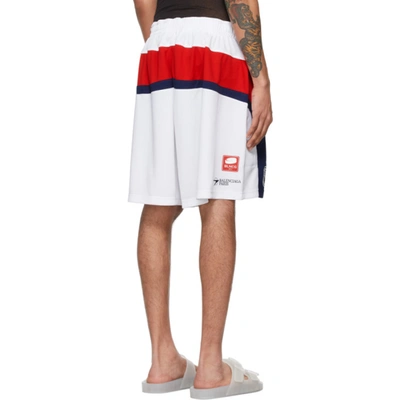 Shop Balenciaga White & Red Mesh Hockey Shorts In 8090 White