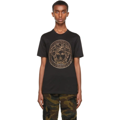 Versace Medusa Crystal-embellished T-shirt In Black | ModeSens