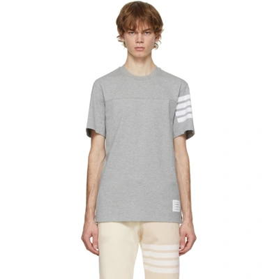 Shop Thom Browne White Engineered 4-bar T-shirt In 055 Light Grey