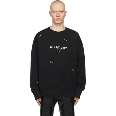 Shop Givenchy Black Oversized Metal Detailing Sweatshirt In 001-black