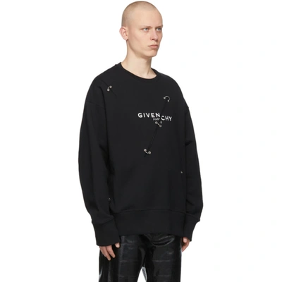 Shop Givenchy Black Oversized Metal Detailing Sweatshirt In 001-black