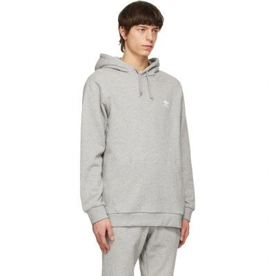 Shop Adidas Originals Grey Trefoil Essentials Hoodie In Med Grey