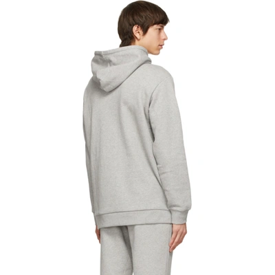 Shop Adidas Originals Grey Trefoil Essentials Hoodie In Med Grey