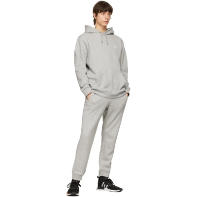 Shop Adidas Originals Grey Trefoil Essentials Hoodie In Med Grey