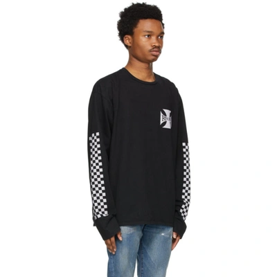 Shop Rhude Black Classic Checkers Long Sleeve T-shirt