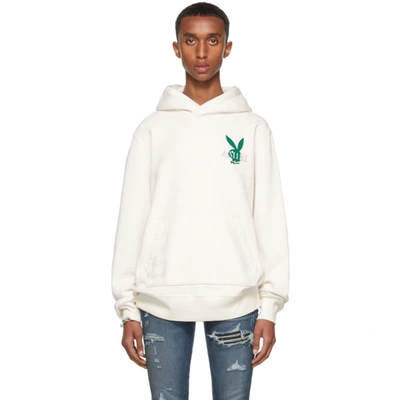 Shop Amiri Off-white Playboy Edition Cover Bunny Hoodie In Blanc-14 oz Supima C