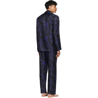 Shop Ermenegildo Zegna Indigo Silk Classic Pyjama Set In 318 Indigo