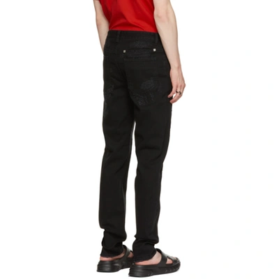 Shop Givenchy Black Distressed Slim-fit Jeans In 001-black