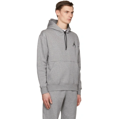 Shop Nike Grey Fleece Jumpman Air Hoodie In Carbon/blk