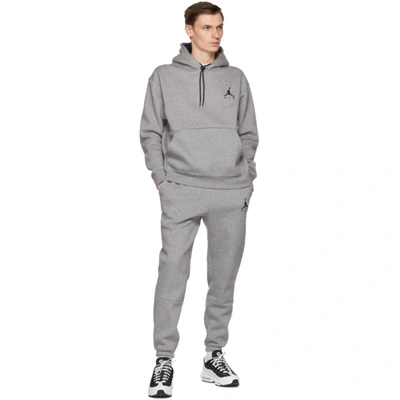 Shop Nike Grey Fleece Jumpman Air Hoodie In Carbon/blk