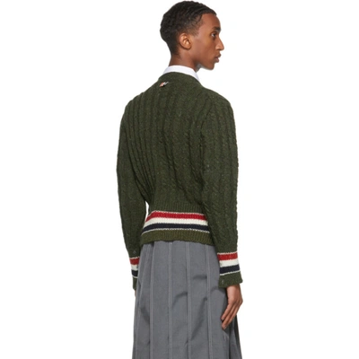 Shop Thom Browne Green Donegal Rwb Stripe Classic-fit Cardigan In 320 Dk Green