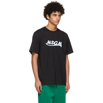Shop Msgm Black Logo Print T-shirt In 99 Black