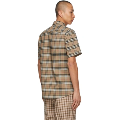 Shop Burberry Beige Check Simpson Short Sleeve Shirt In Archive Bei