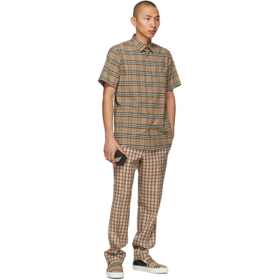Shop Burberry Beige Check Simpson Short Sleeve Shirt In Archive Bei