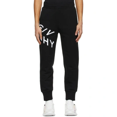 Shop Givenchy Black Embroidered Refracted Logo Sweatpants In 004 Black/w