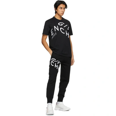 Shop Givenchy Black Embroidered Refracted Logo Sweatpants In 004 Black/w