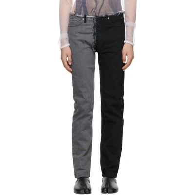 Shop Maison Margiela Black Spliced Jeans In 966 Two Tones Of Bla