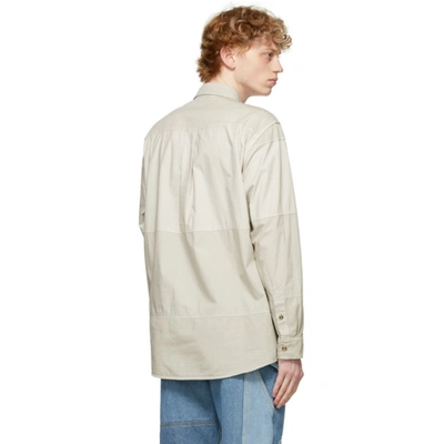 Shop Jw Anderson Off-white Relaxed Multi-pocket Shirt In Chalk 003