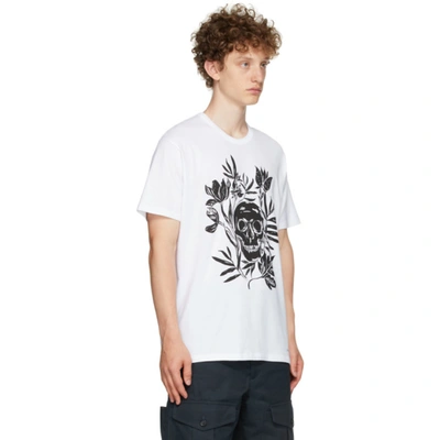 Shop Alexander Mcqueen White Skull Leaves T-shirt In 0900 White/mix