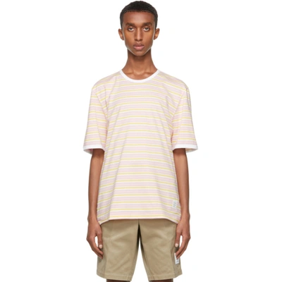 Shop Thom Browne Pink Bar Stripe Ringer T-shirt In 680 Lt Pink