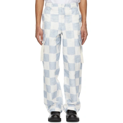 Shop Jacquemus Blue & White 'le Pantalon Alzu' Cargo Pants In Print Blue Squares
