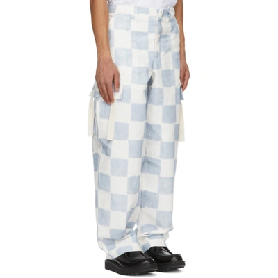 Shop Jacquemus Blue & White 'le Pantalon Alzu' Cargo Pants In Print Blue Squares