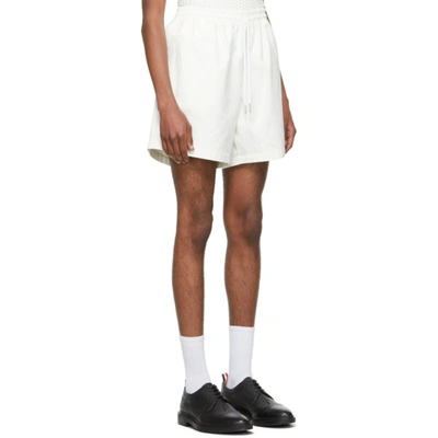 Shop Thom Browne Off-white Twill Rugby Shorts In 100 White