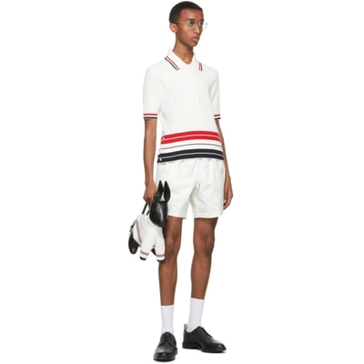 Shop Thom Browne Off-white Twill Rugby Shorts In 100 White