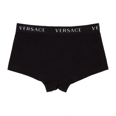 Shop Versace Black Logo Band Boxer Briefs In A1008 Blk