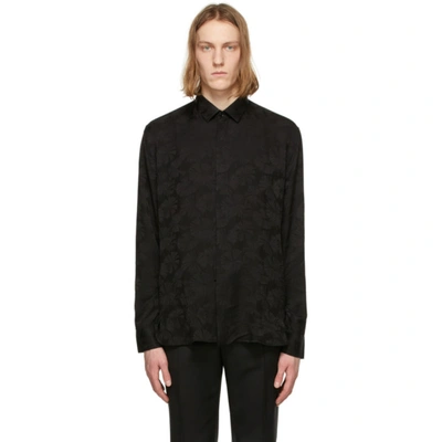 Shop Saint Laurent Black Silk Parasol Shirt In 1000 Black