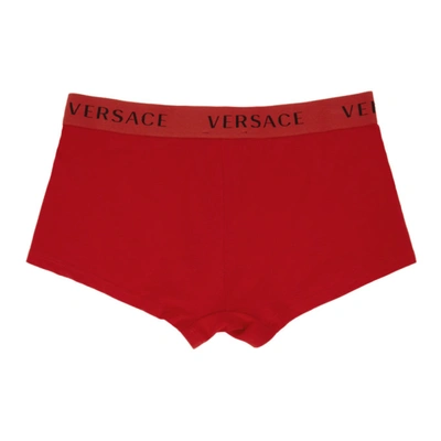 Shop Versace Red Logo Band Boxer Briefs In A1203 Red