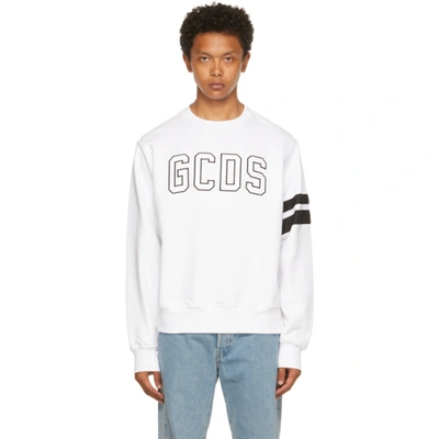 Shop Gcds White Logo Sweatshirt In 01 White
