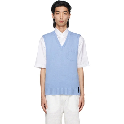 Shop Fendi Blue Embossed Logo Vest In F1d3b Sagit