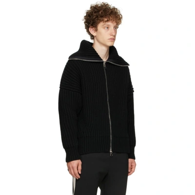 Shop Alexander Mcqueen Black Funnel Neck Zip Through Sweater In 1000 Black