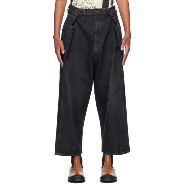 Loewe Dropped-seat Button-side Cropped Wide-leg Jeans In 1100 
