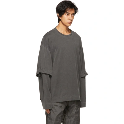 Shop Juunj Grey Double Sleeve Long Sleeve T-shirt In 3 Grey