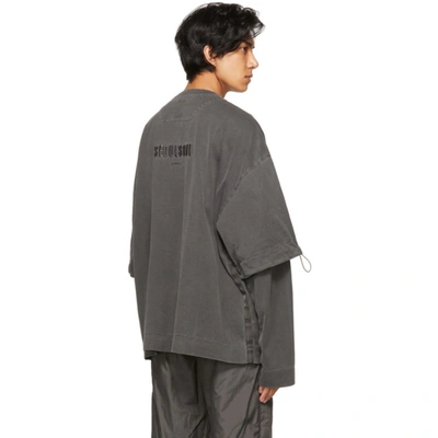 Shop Juunj Grey Double Sleeve Long Sleeve T-shirt In 3 Grey