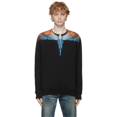 Shop Marcelo Burlon County Of Milan Black & Orange Wings Sweatshirt