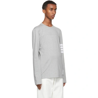 Shop Thom Browne Grey Engineered 4-bar Long Sleeve T-shirt In 055 Light Grey