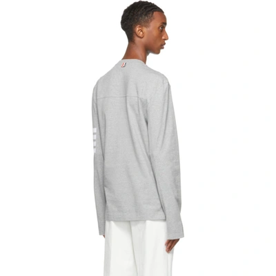 Shop Thom Browne Grey Engineered 4-bar Long Sleeve T-shirt In 055 Light Grey